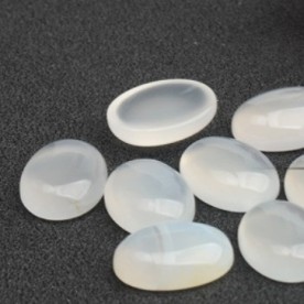 White Agate Stone Cabochons Oval Shape Flatback Loose Beads